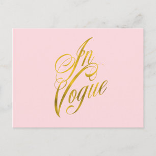 In Vogue Quote Faux Gold Foil Metallic Fashion Postcard
