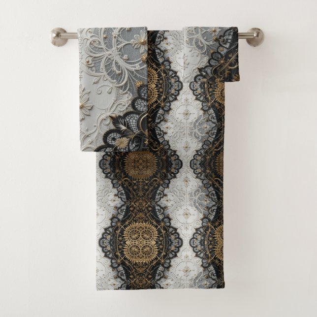In-White Elegant Lacework Couture   Bath Towel Set (Insitu)