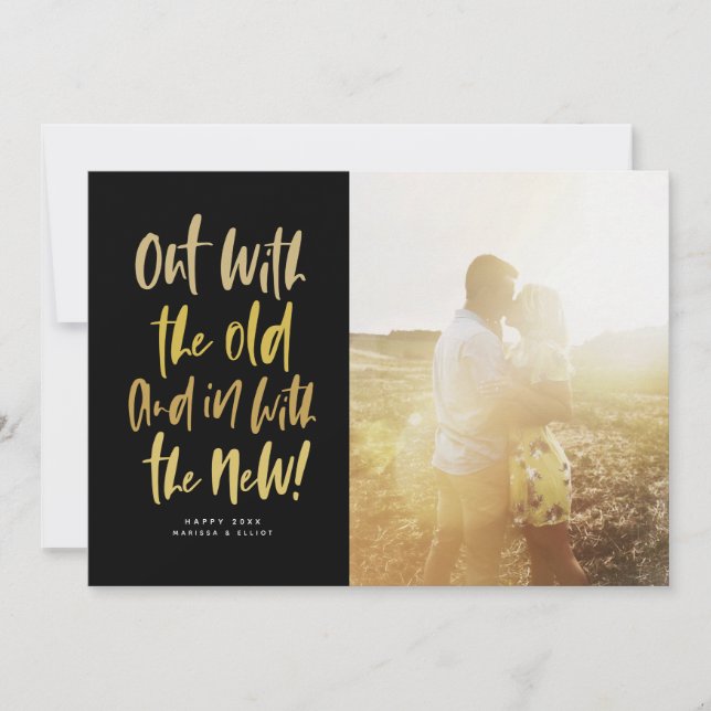 In with the new modern happy new year photo card (Front)