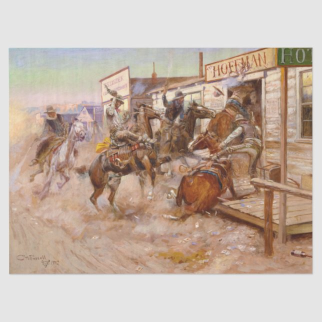 In Without Knocking by Charles Marion Russell Tissue Paper (Front)