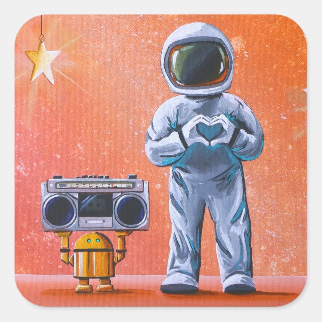 In Your Eyes - Astronaut & Boombox Robot Square Sticker (Front)