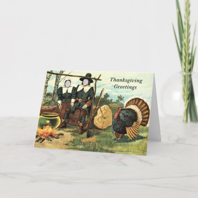 In Your Face Vintage Thanksgiving ... Holiday Card (Front)