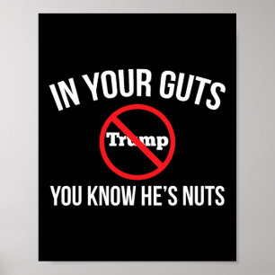 In Your Guts You Know He's Nuts Stop Trump Poster