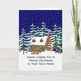 In Your New Home Christmas Cabin Holiday Card