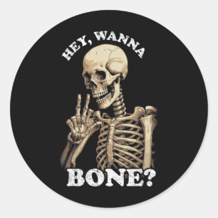 Inappropriate Halloween For Men Women Skeleton  Classic Round Sticker