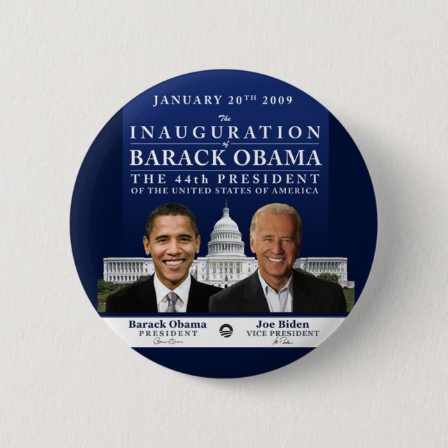 Inauguration 2009 6 cm round badge (Front)