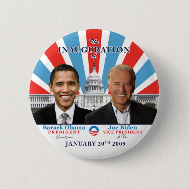 Inauguration 2009 6 cm round badge (Front)