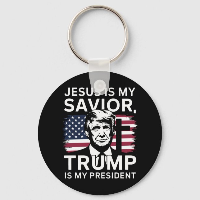 Inauguration 2025 Jesus And Trump  Key Ring (Front)