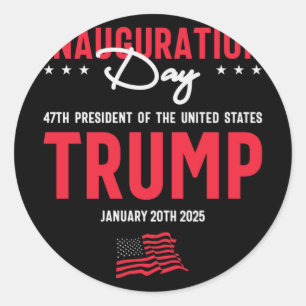 Inauguration Day Trump American Flag 1 Classic Round Sticker