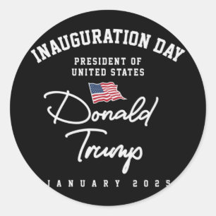 Inauguration Day Trump American Flag  Classic Round Sticker