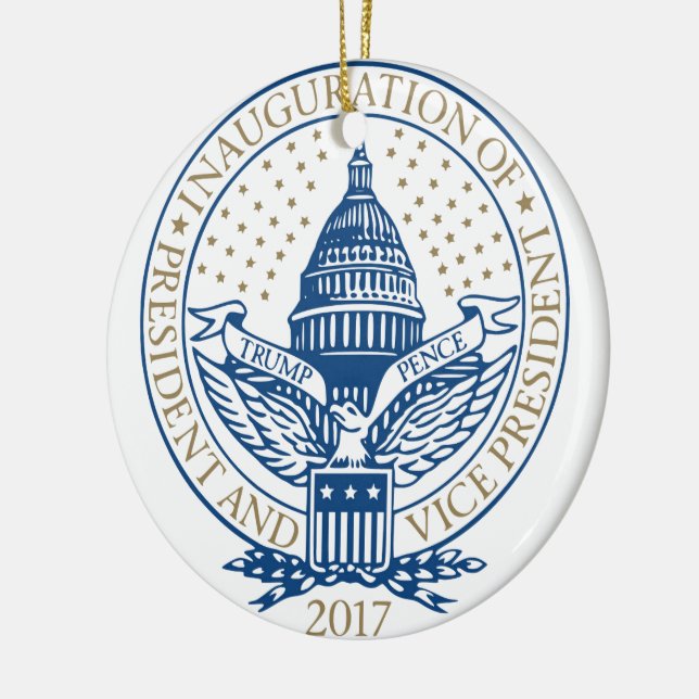Inauguration Donald Trump Mike Pence 2017 Logo USA Ceramic Tree Decoration (Left)