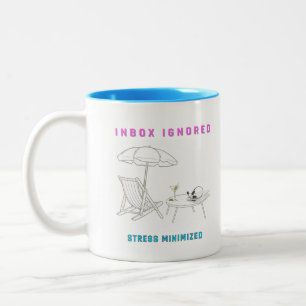 Inbox Ignored, Stress Minimised Two-Tone Coffee Mug