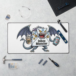 Inbox Monster Email Overload Funny Graphic Desk Mat