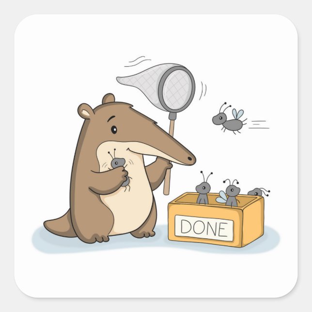 Inbox Zero | Office Anteater Square Sticker (Front)