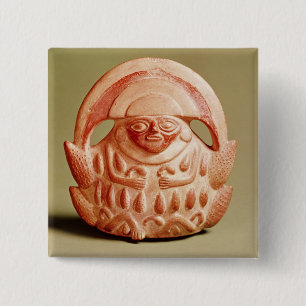 Inca agricultural deity wearing a moon headdress 15 cm square badge