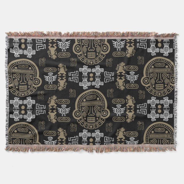 inca Aztec Home Decor Throw Blanket (Front)