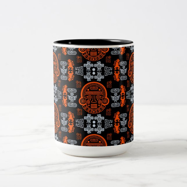 inca Aztec Home Decor Two-Tone Coffee Mug (Center)
