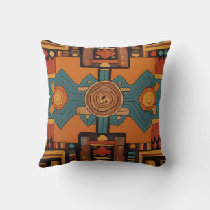 Inca Cross Pattern reds and yellows Cushion