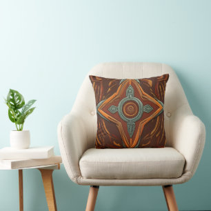 Inca Cross Pattern reds and yellows Cushion