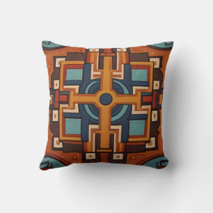 Inca Cross Pattern reds and yellows Cushion