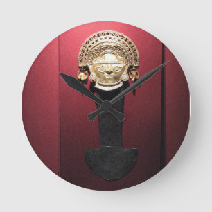 Inca gold ceremonial knife (Tumi), Lima, Peru Round Clock