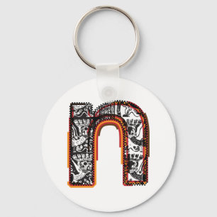 Inca Letter N Artistic Lettering Keychain