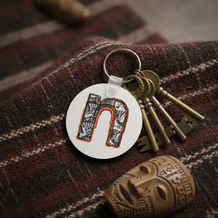 Inca Letter N Artistic Lettering Keychain