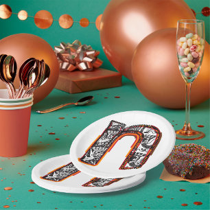 Inca Letter N Artistic Lettering Paper Plates