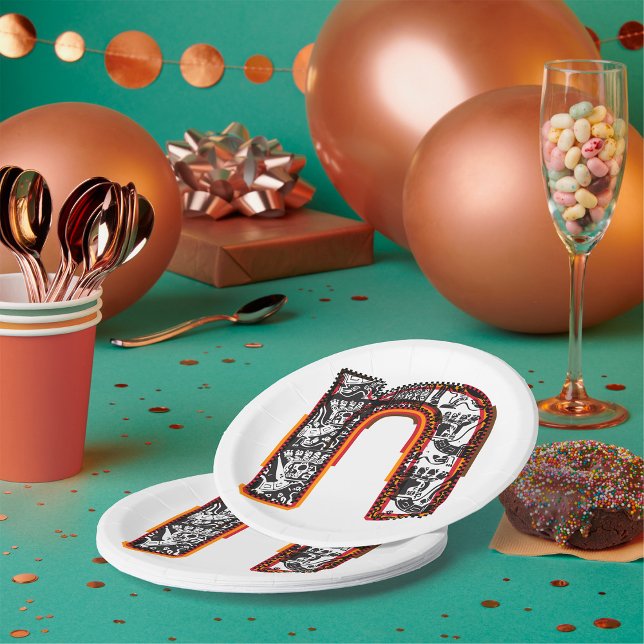 Inca Letter N Artistic Lettering Paper Plates (Creator Uploaded)