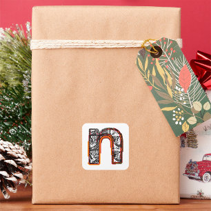 Inca Letter N Artistic Lettering Square Sticker
