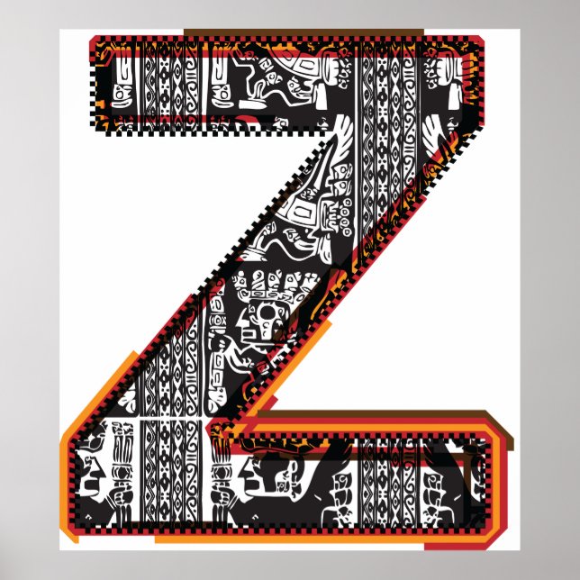 Inca Letter Z Artistic Font Poster (Front)
