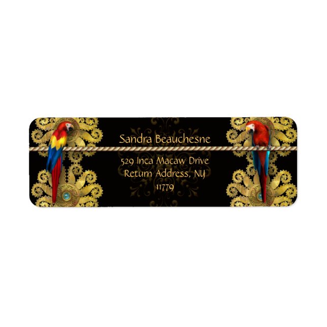 Inca Macaws - Black Gold Return Address Label (Front)