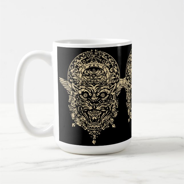 Inca & Mayan Cat Relic: Mystical Legends Coffee Mug (Left)