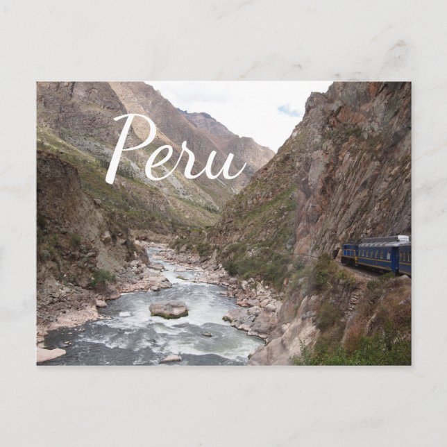 Inca rail train to Machu Picchu in Peru postcard (Front)