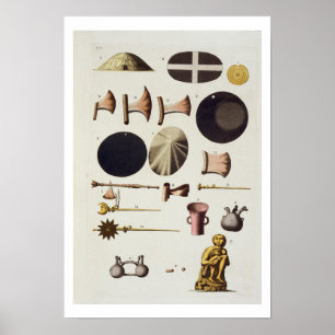 Inca tools and artefacts, Peru, from 'Le Costume A Poster
