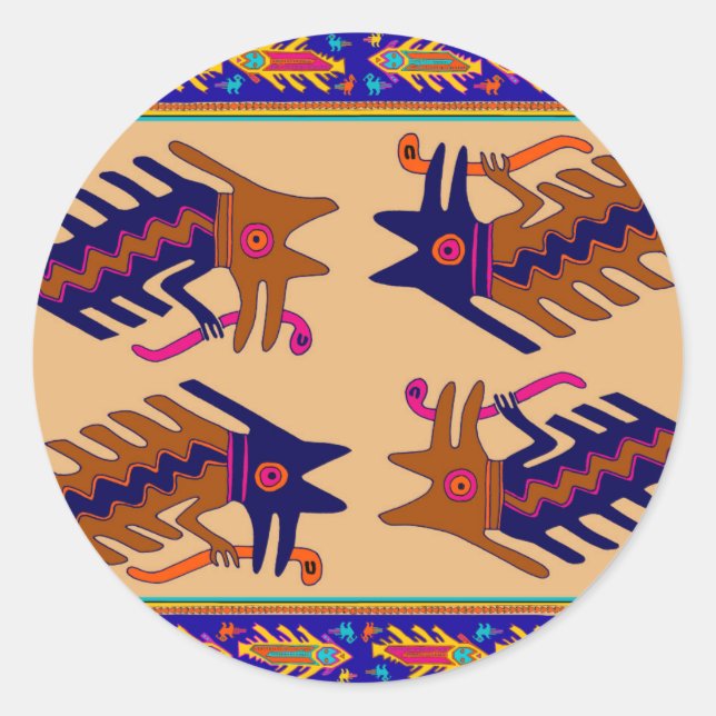Inca Tribal Serpent Classic Round Sticker (Front)