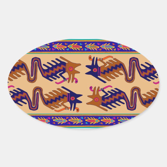 Inca Tribal Serpent Oval Sticker (Front)