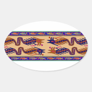 Inca Tribal Serpent Oval Sticker