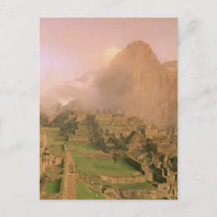 Incan ruins at the base of Machu Picchu in the Postcard