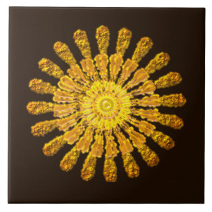 Incan sun god ceramic tile