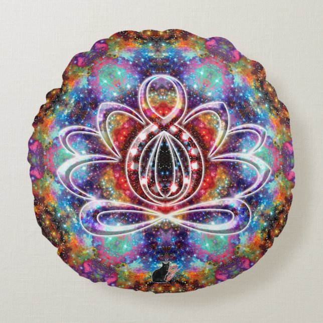 Incandescence Zen Lotus Round Pillow (Front)