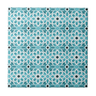 Incandescent Blue Moroccan Pattern Tile