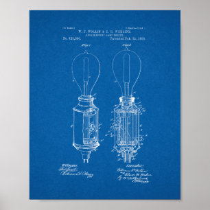 Incandescent Lamp Socket Patent - Blueprint Poster