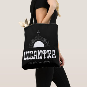 incantra primary logo and patterned tote bag