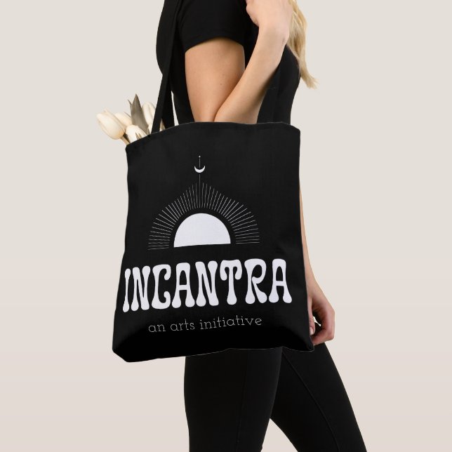 incantra primary logo and patterned tote bag (Close Up)