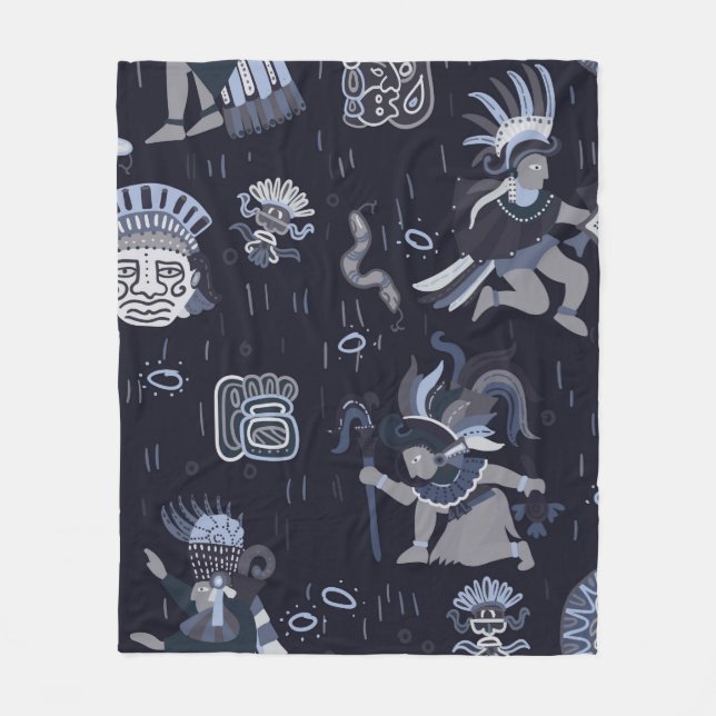 Incas pattern seamless design graphic fleece blanket (Front)