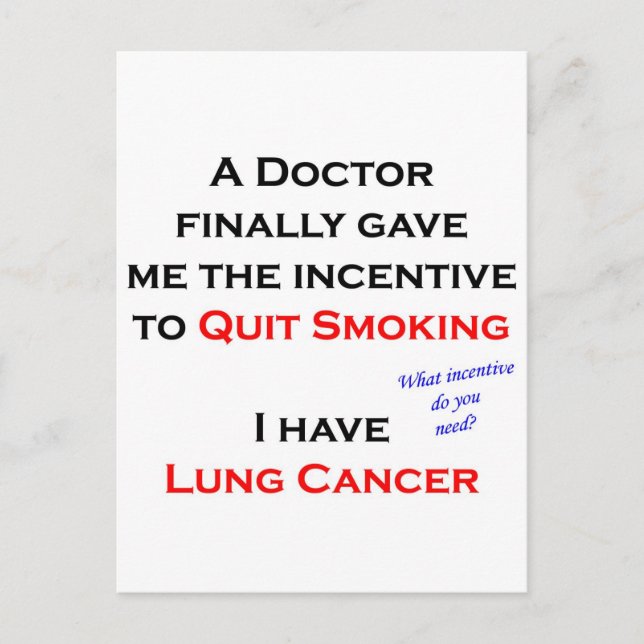 Incentive to quit smoking postcard (Front)