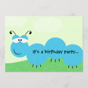 Inch Worm It's a Party Birthday Party Invitation