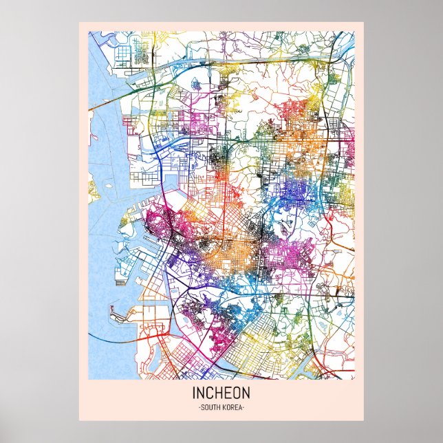 Incheon South Korea City Map Poster (Front)