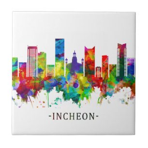 Incheon South Korea Skyline Ceramic Tile